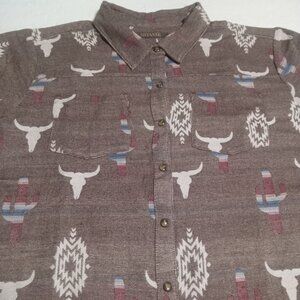 SHYANNE WOMEN'S CONVERSATION PRINT LONG SLEEVE SNAP WESTERN SHIRT SIZE L